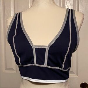 FP Movement by Free People Navy Blue Sports Bra with Light Gray Trim
